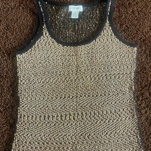 Carmen Marc Valvo Couture Black and Gold Tank Top